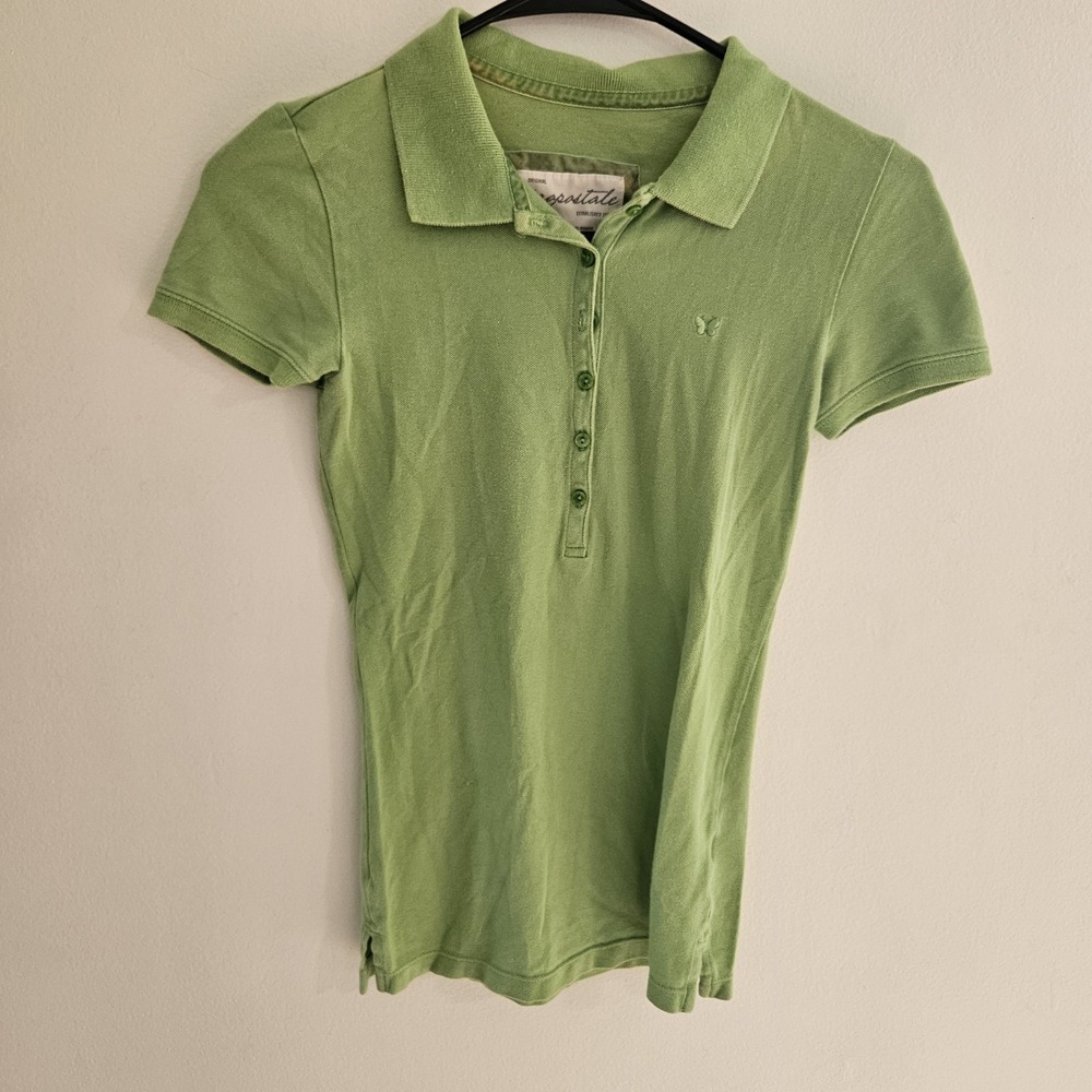 Aero Green Y2K 1/4 Button Womens Henley Shirt Size Small Aeropostale V Neck